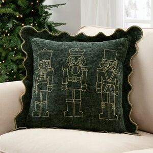 ✨My Texas House 18" x 18" Green Nutcracker Chenille Holiday Decorative Pillow✨